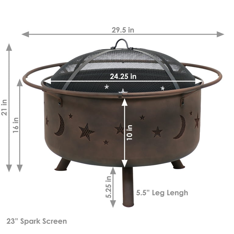 Sunnydaze Decor 29 5 Round Rustic, Sunnydaze Foldable Fire Pit Cooking Grill Gratered Stainless Steel