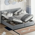 thumbnail image 2 of King Size Lift up Storage Bed Frame, Upholstered Platform Bed with Headboard & Hydraulic Storage & Wood Slats Support, No Box Spring Needed, Gray, 2 of 9