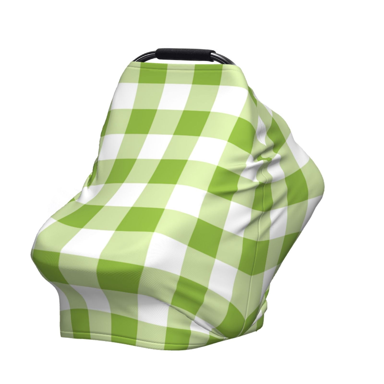 Fotbe White Green Plaid Pattern Car Seat Covers for Babies, Nursing Breastfeeding Cover Infant Carseat Canopy, Soft Stretchy Carrier Cover