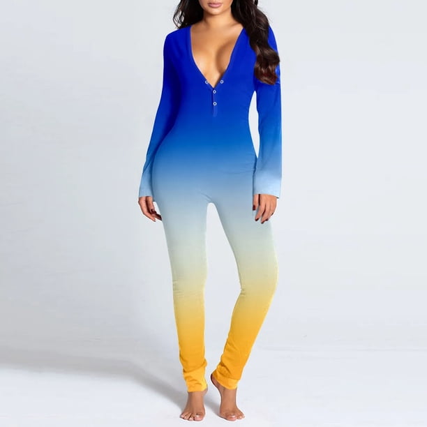 Mono con botones para mujer, traje con estampado de amor de Navidad, mono funcional abotonado para adultos, Pijama largo de Navidad