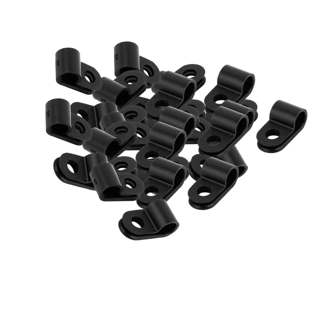 30Pcs Black Plastic R Type Cable Clip Clamp for 6mm Dia Wire Hose Tube