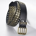 thumbnail image 4 of Nvzi-c 3 Row Studded Belts Punk Hip Hop Personalized Faux Leather Belts For Jeans Pants Black), 4 of 4
