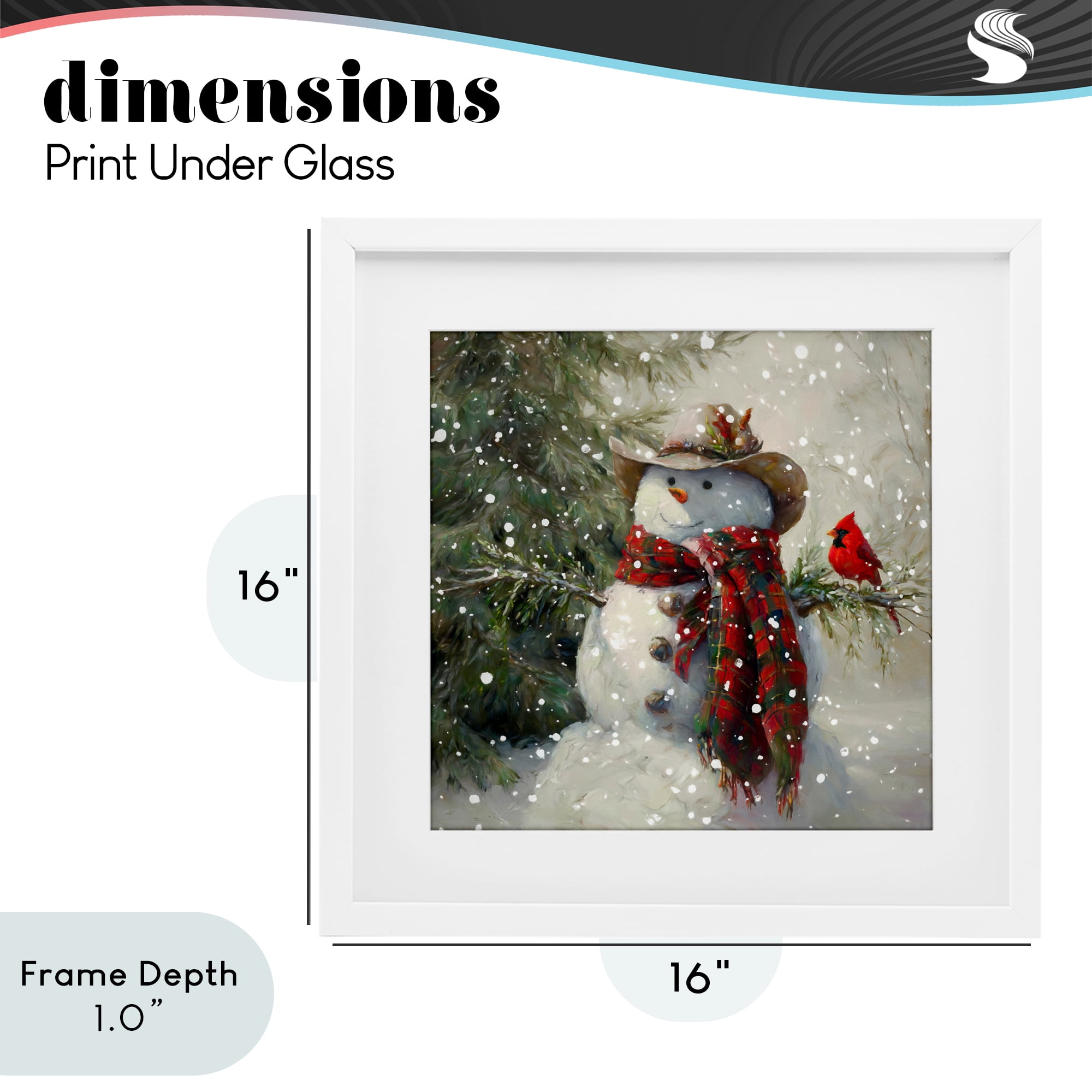 Stupell Industries Cowboy Snowman & Cardinal White Framed Print Under Glass, design by Tina LeCour