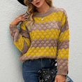 thumbnail image 2 of Fesfesfes Women's Round- Neck Stripe Splicing Recreational Pullover Knitting Sweater Long Sleeve Tops Clearance, 2 of 9