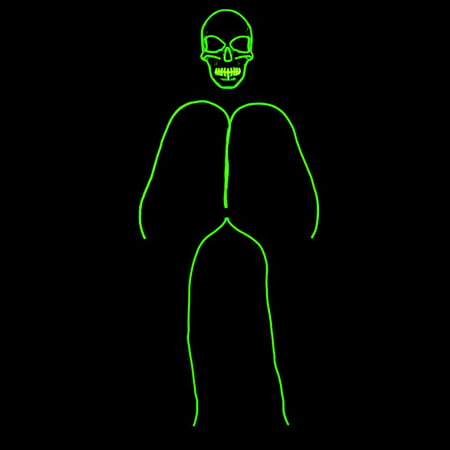 GlowCity Skull Face Stick Figure Costume Lighting Kit With Mask For Parties, Yellow - Small - 3-5 FT Tall