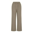 thumbnail image 6 of aidice Cotton Linen Pants for Women Straight Leg Drawstring Elastic Waist Pants Baggy Comfy Summer Daily Pants, 6 of 7