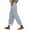Dark Blue, variant on Women's Paper Bag Waist Straight Leg Pants, Floral Printed Palazzo Trousers with Side Buttons and Pockets, Elastic Belt Casual Cropped Pants for Vacation, Beach and Daily Wear