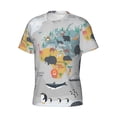thumbnail image 3 of Rocae The World Map with Cartoon Animals for Men's Moisture-Wicking Crew Tee - T-Shirt for Sports, Outdoor Activities, and Casual WearMedium, 3 of 9
