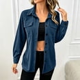 thumbnail image 2 of Atogsazn Women's Button Down Shacket Jacket Casual Ribbed Corduroy Long Sleeve Oversized Shirt Fall Winter Tops Blue S Fashion, 2 of 7