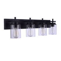 Reeves 4 - Light Flat Black Black Incandescent Glass And Steel Wall Sconce