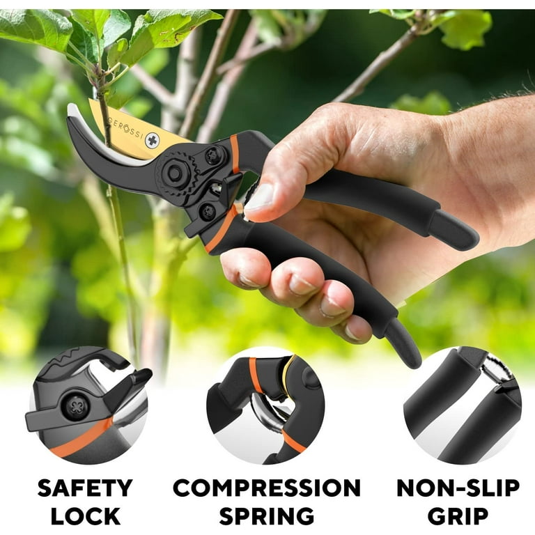 Sdjma Bypass Steel Pruning Shears with Stainless Steel Blades Garden Shears Garden Clippers Florist Scissors Hand Pruners Garden Tools Gardening Tools