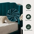thumbnail image 3 of Amolife Queen Size Upholstered Platform Bed Frame with Curved Velvet Wingback Headboard, Blue, 3 of 6