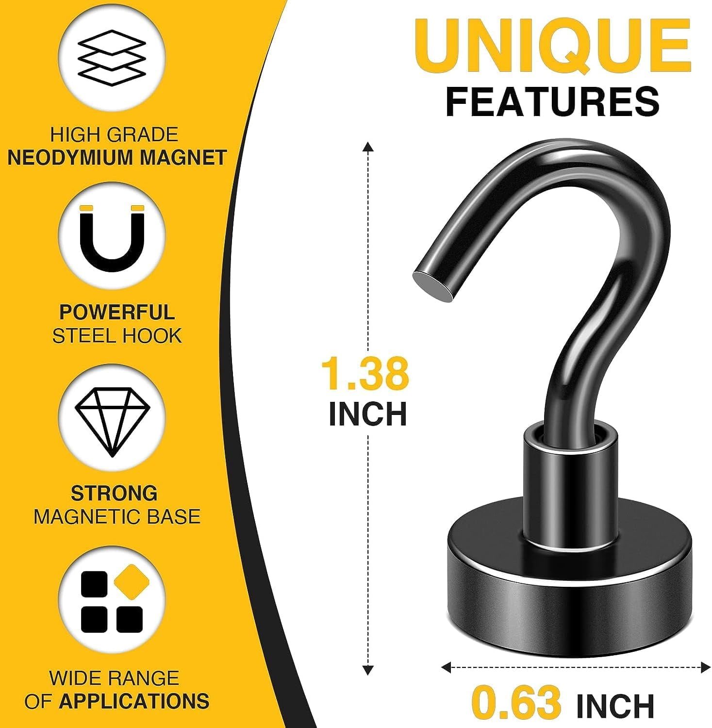 AllWays Plaza Magnetic Hooks, 30Lbs Strong Heavy Duty Cruise Magnet S-Hooks for Classroom, Fridge, Hanging, Cabins, Grill, Kitchen, Garage, Workplace and Office Etc, (100 Pack-Black)