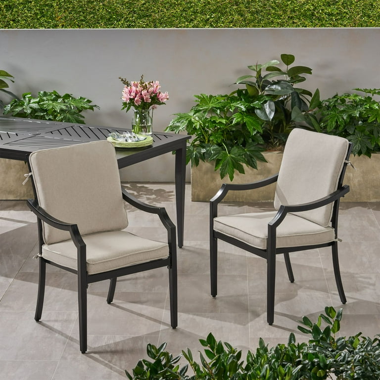 Noble House Santos Outdoor Aluminum Dining Chairs with Cushions