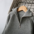 thumbnail image 3 of Generic Boys Quarter Zip Pullover Sweaters Cotton Cable Knit Sweater Casual Long Sleeve Turtleneck Tops for 5-14 Years, 3 of 5