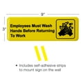 thumbnail image 3 of Excello Global Products Employees Must wash hands sign 9"x3" Easy To Mount (3 pack Yellow) - EGP-HD-0049-A, 3 of 5