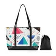 thumbnail image 7 of FORMRS Canvas Laptop Tote Bag for Women with 15.6" Computer Compartments Shoulder Handbag, Green Retro Triangles, 7 of 7