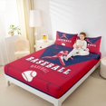 thumbnail image 4 of Homewish Baseball Game Lovers Twin Sheet Sets,Ball Sport Twin Fitted Sheet,Red Deepblue Flat Sheet For Teens,Breathable Home Decor,3-Piece, 4 of 7