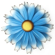 Metal Flower Spinner for Walls - Kinetic Floral Pinwheel Windspinner - Blue