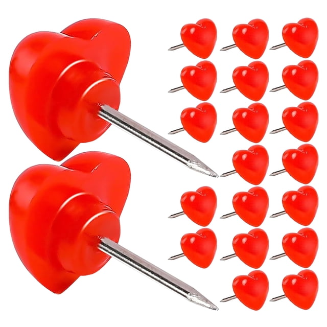 SHISUYAN 50 Pcs Goupilles en Forme de Cœur Mignonnes Rouges pour Pouce Décoratives en Acier pour Tableau de Liège Tableau d'Affichage Photos Notes Cartes