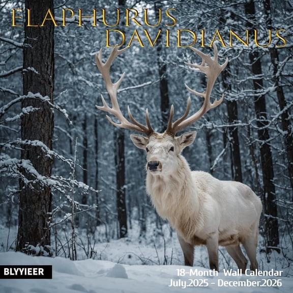 2026 Wall Calendar,Calendar 2025-2026,Elaphurus davidianus Monthly Wall Calendar, 12" x 24" Open,Family Planner Calendar, Home & Office Organizer,Hangable