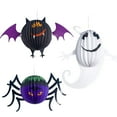 thumbnail image 1 of Juego de 3 linternas de papel con forma de araña y murciélago fantasma para Halloween, 1 of 5