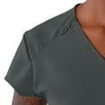 thumbnail image 3 of ave. Monroe Women's Two Pocket V-Neck Tunic Scrub Top in Charcoal, XS, 3 of 6