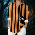 thumbnail image 2 of Godom Womens Halloween Shirt Cute Graphic Tee Long Sleeve Button Up Tops, 2 of 5
