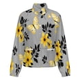 thumbnail image 5 of Jackets for Women Winter Coat Jackets Flannel Stand Collar Jacket(Yellow Floral Butterfly Print,Size:S-4XL), 5 of 7