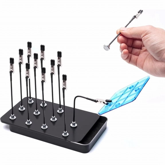 Painting Stand Base and 12PCS Magnetic Bendable Alligator Clip Sticks Set,Modeling Tools for Airbrush Spray,for Hobby Model Parts Assemble(Black)