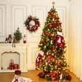 thumbnail image 1 of Christmas Tree, Artificial Full Christmas Tree Seasonal Holiday Decoration Tree with Warm White LED, Metal Stand for Home, Office, Party (PVC, Green-7.5 FT), 1 of 7