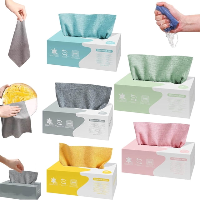 Pull-Out Cleaning Cloths,Microfiber Cleaning Cloth,Reusable Clean Rags,Super Absorbent Microfiber Cleaning Cloth in Box for Kitchen,Thickened Lint-Free Cleaning Rag for Glass Kitchen Car Home