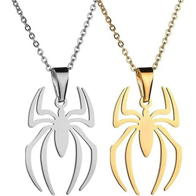 Collar con colgante de araña de acero inoxidable ligero Spiderman Cha