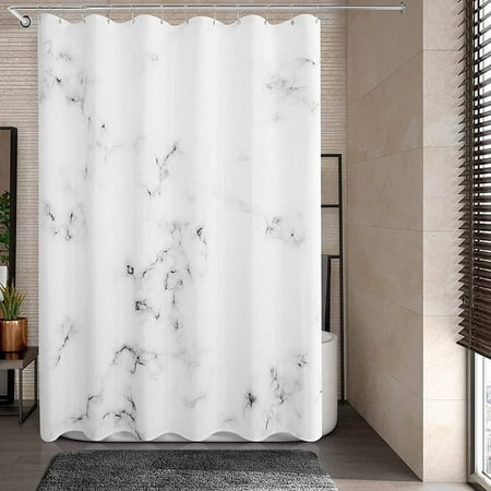 Marble Shower Curtain Set With Hooks, Extra Long Shower Curtain Hooks