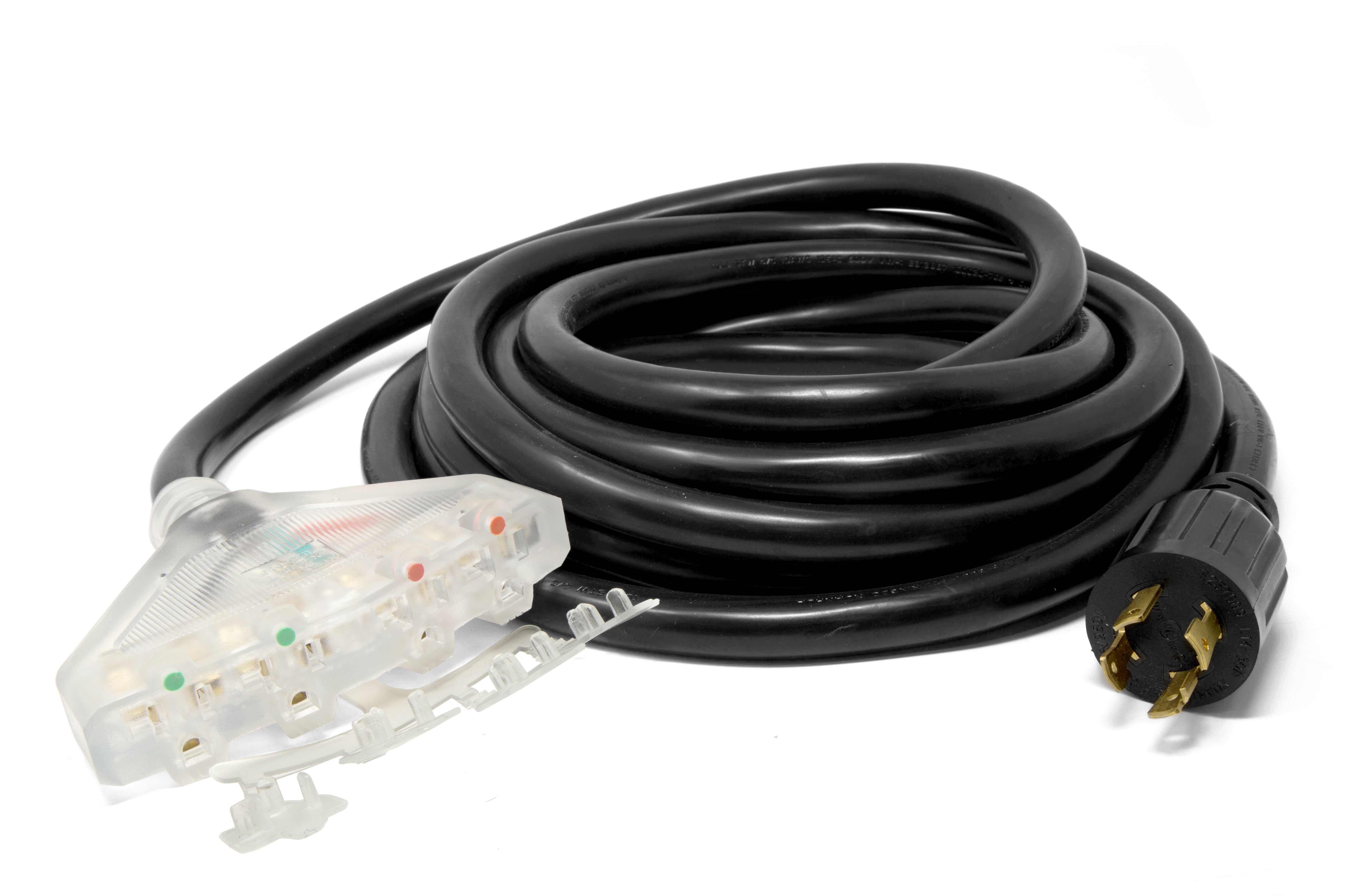 WEN 25 ft. 30-Amp 10-Gauge STW Fan-Style 10/4 Generator Extension Cord (converts L14-30R to four 5-20R outlets)