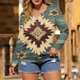 thumbnail image 1 of TaTaai Retro Western Top Soft Comfortable Women's Fashion Casual Round Neck Long Sleeve Button Accent Printed Loose Spring Daily Blouse Gift, 1 of 5