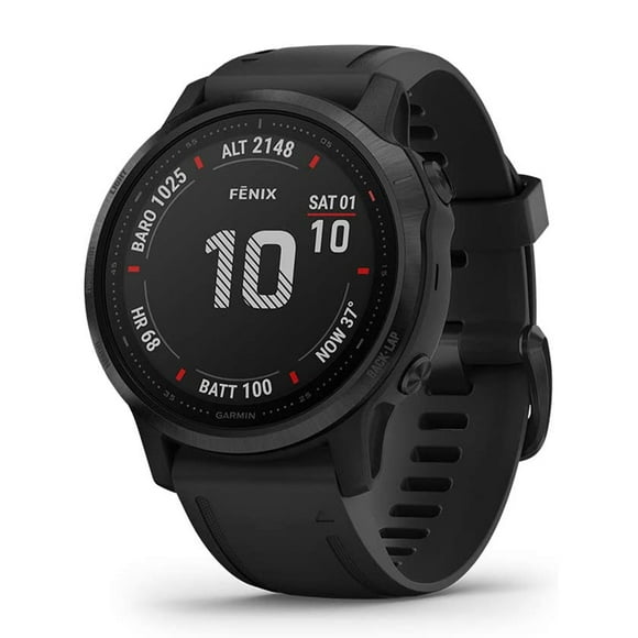 Garmin 42 MM fenix 6S Pro Multisport GPS Smartwatch w/ Silicone Band, Black