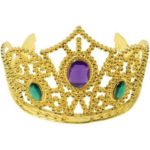US Toy H576 Metallic Gold Tiaras with Stones Pack of 12