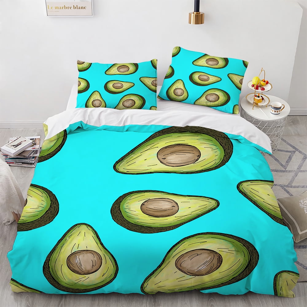 Fruits Pattern Quilt Duvet Cover Sets Full Size 3PCS Duvet Cover & 2