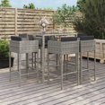 thumbnail image 1 of vidaXL 7 Piece Garden Bar Set with Cushions Grey Poly Rattan, 1 of 4