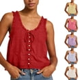 thumbnail image 7 of aohooy Women Cotton Tank Tops Y2k Cropped Lace Button Down Sleeveless Shirt Boho Casual Summer Fashion Tops Dressy Blouse 2026 White,L, 7 of 7