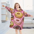 thumbnail image 5 of FORMRS Wearable Blanket Hoodie with Sleeves for Kids Cozy Flannel Sweatshirt, Cute Doughnuts Pattern, 5 of 7