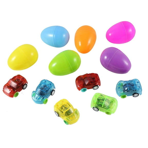 BULK - 24 Pre-filled Easter Eggs with Cars - Pull Back Toy Vehicle - Easter Egg Hunt - Easter Basket - Party Favor (2 DOZEN)