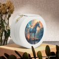 thumbnail image 6 of Yiaed Forest Lake White Horse Print Travel Jewelry Case Bridesmaid Gift Boxes Jewelry Travel Organizer Small Round Jewelry Box Mini Storage-White, 6 of 7