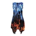 thumbnail image 3 of HELLHERO Blue Fire Irregular Hem Sundress, Side Pockets Sleeveless Sundress with With Side Pockets Round Neck for Cocktail Party, 3 of 8