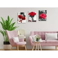 thumbnail image 5 of Red Rose Canvas Wall Art Flowers Pictures Bathroom Decor, Black White Florals Painting Modern Romantic Framed for Bedroom Living Room Dinning Room Kitchen Spa Wall Decor,12"x16"x3 Panels, 5 of 6