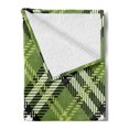 thumbnail image 2 of Checkered Soft Flannel Fleece Throw Blanket, Classical Celtic Pattern Symmetrical Stripes and Squares Print, Cozy Plush for Indoor and Outdoor Use, 60" x 80", Pale Yellow Fern Green, by Ambesonne, 2 of 5