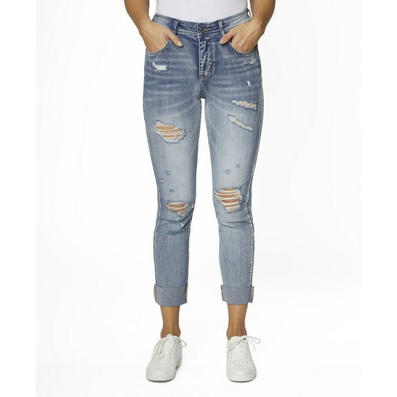 ZOE by Zoe   Phoebe Juniors High Rise Cuffed Raw Hem Fit Jeans Blue Size 11 B4HP