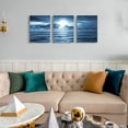 thumbnail image 2 of 3 Piece Canvas Wall Art for living room - blue sea view The moon Landscape - Modern Home Decor Room Stretched and Framed Ready to Hang - 12"x16"x3 Panels ocean, 2 of 6