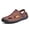 Burgundy, variant on Men's Summer Casual Hollow Leather Sandals, Handmade Soft Sole Slip-On Shoes with Closed-Toe Comfort for Beach, Travel, and Everyday Wear
